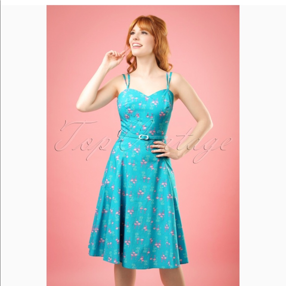 Collectif 50’s Simona Flamingo Swing Dress XS/UK8